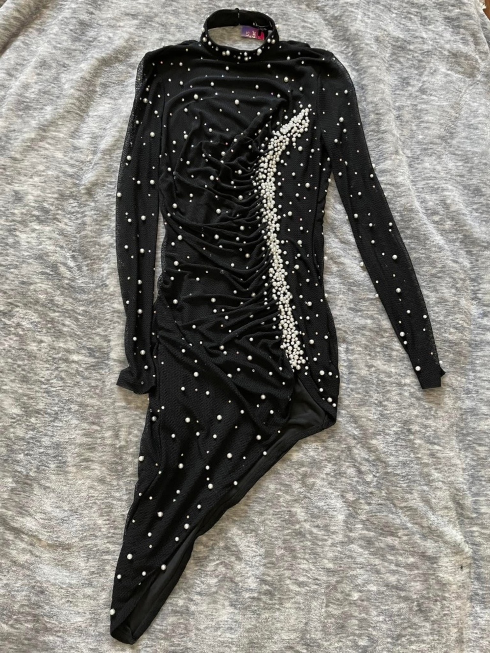 Black rhinestone and pearl dress